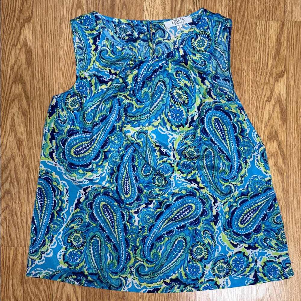 Kasper Blue and Green Paisley Blouse